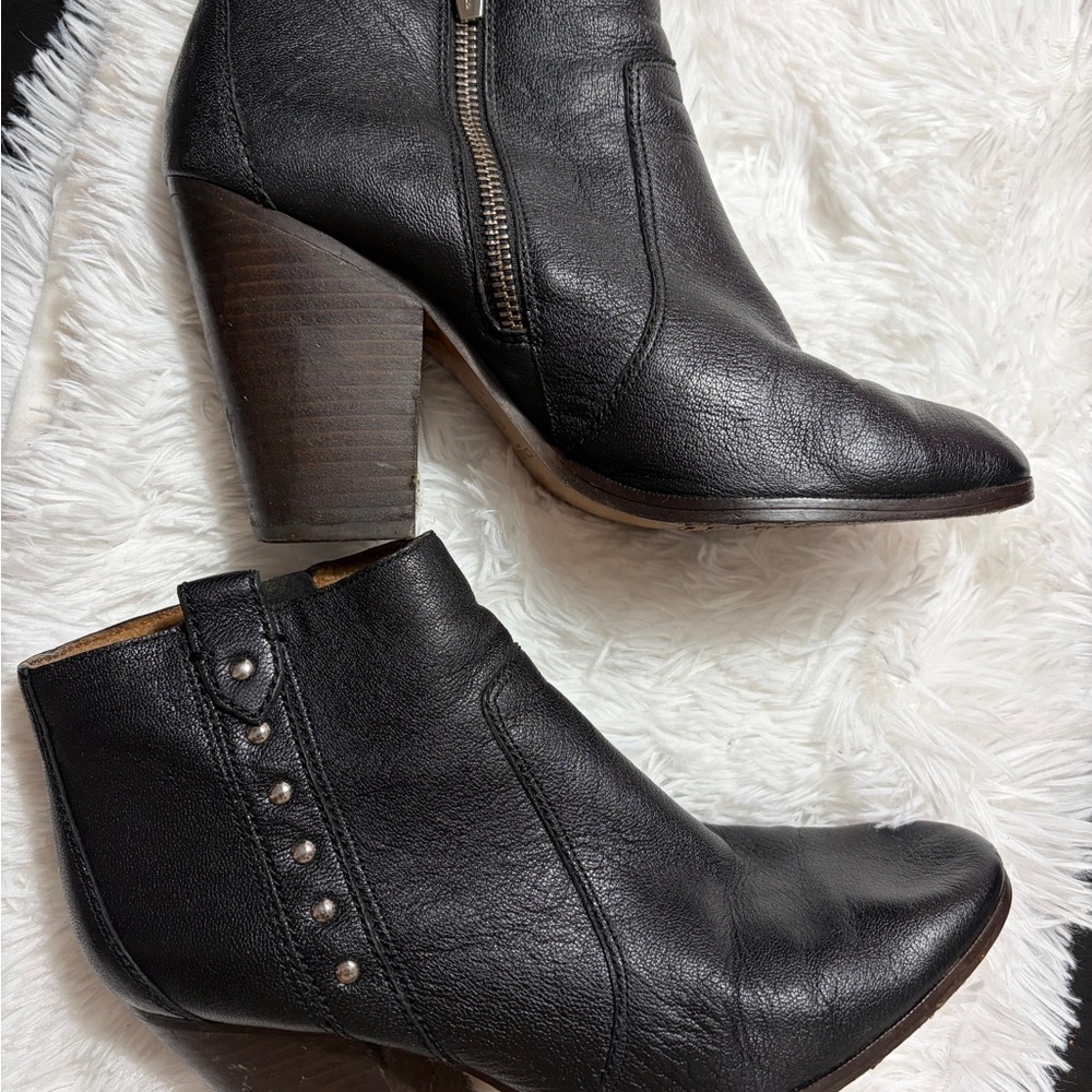 Coach Black Leather Ankle Booties with Stud Accents - Picture 3 of 9